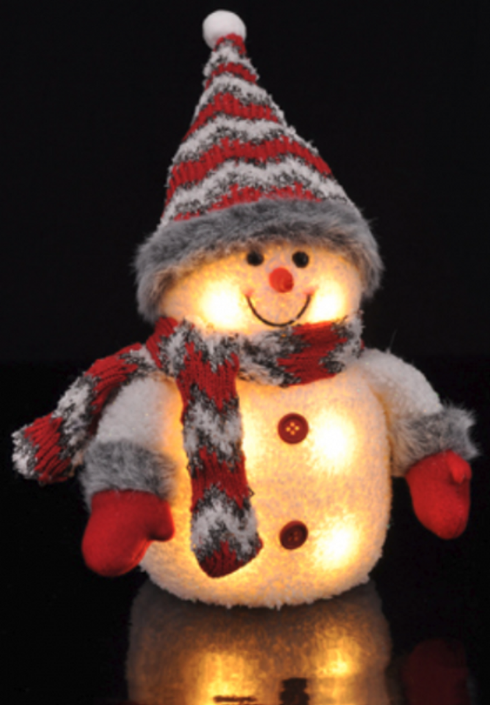 Schneemann LED Figur 20 cm Deko mit Beleuchtung batteriebetrieben