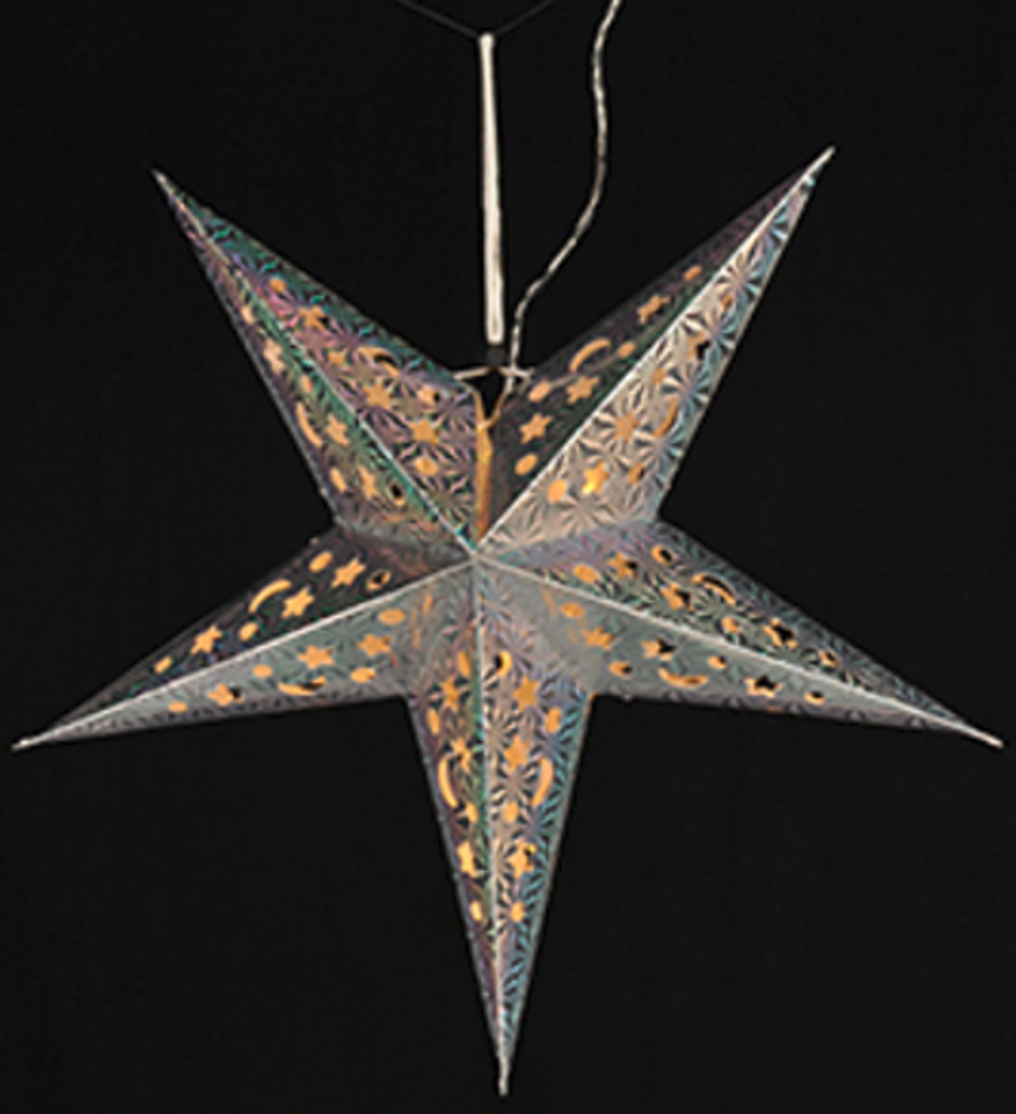 Beleuchteter Weihnachtsstern mit 15 warmweißen LEDs, 43 cm