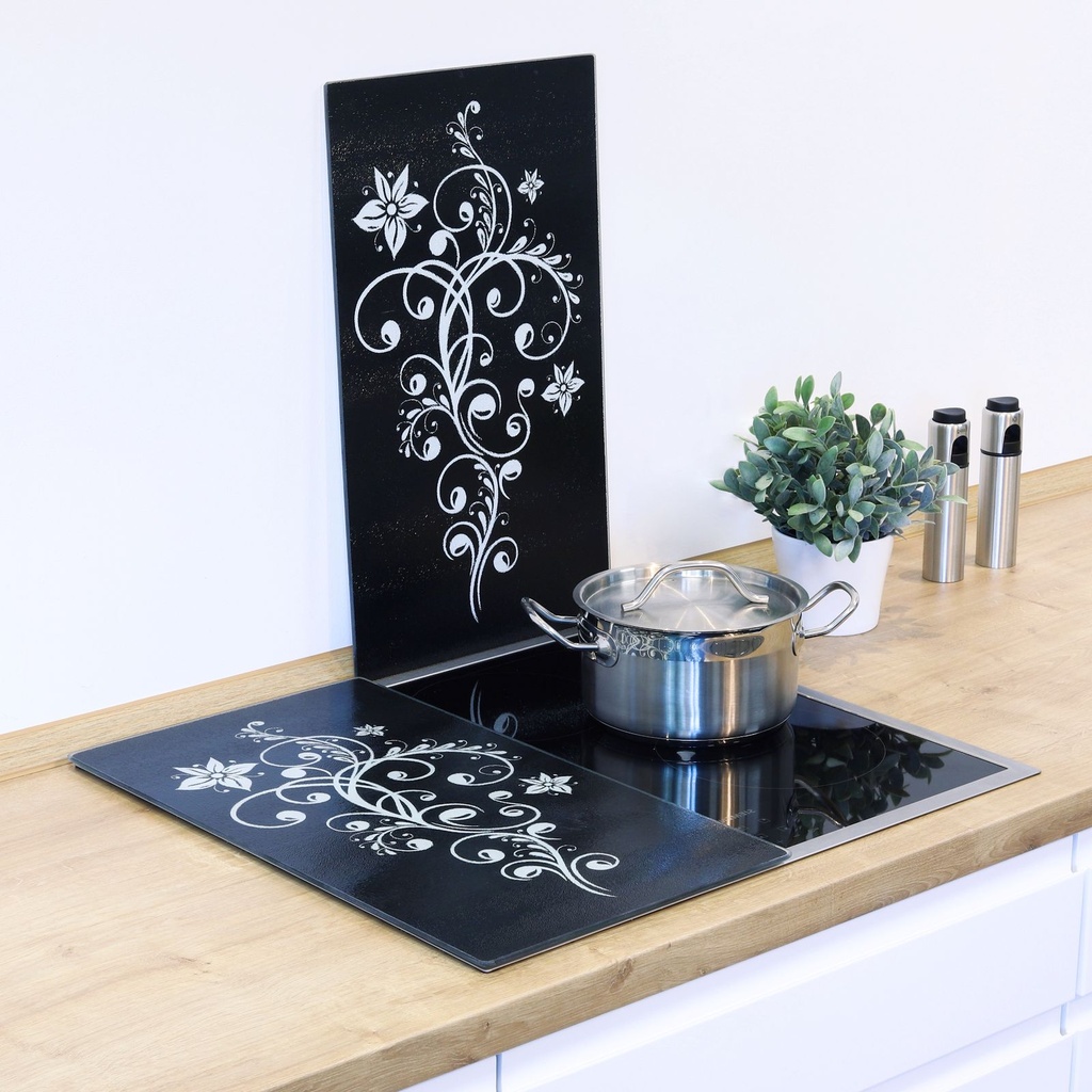 2x Herd Abdeckplatte Glas Schneidebrett schwarz