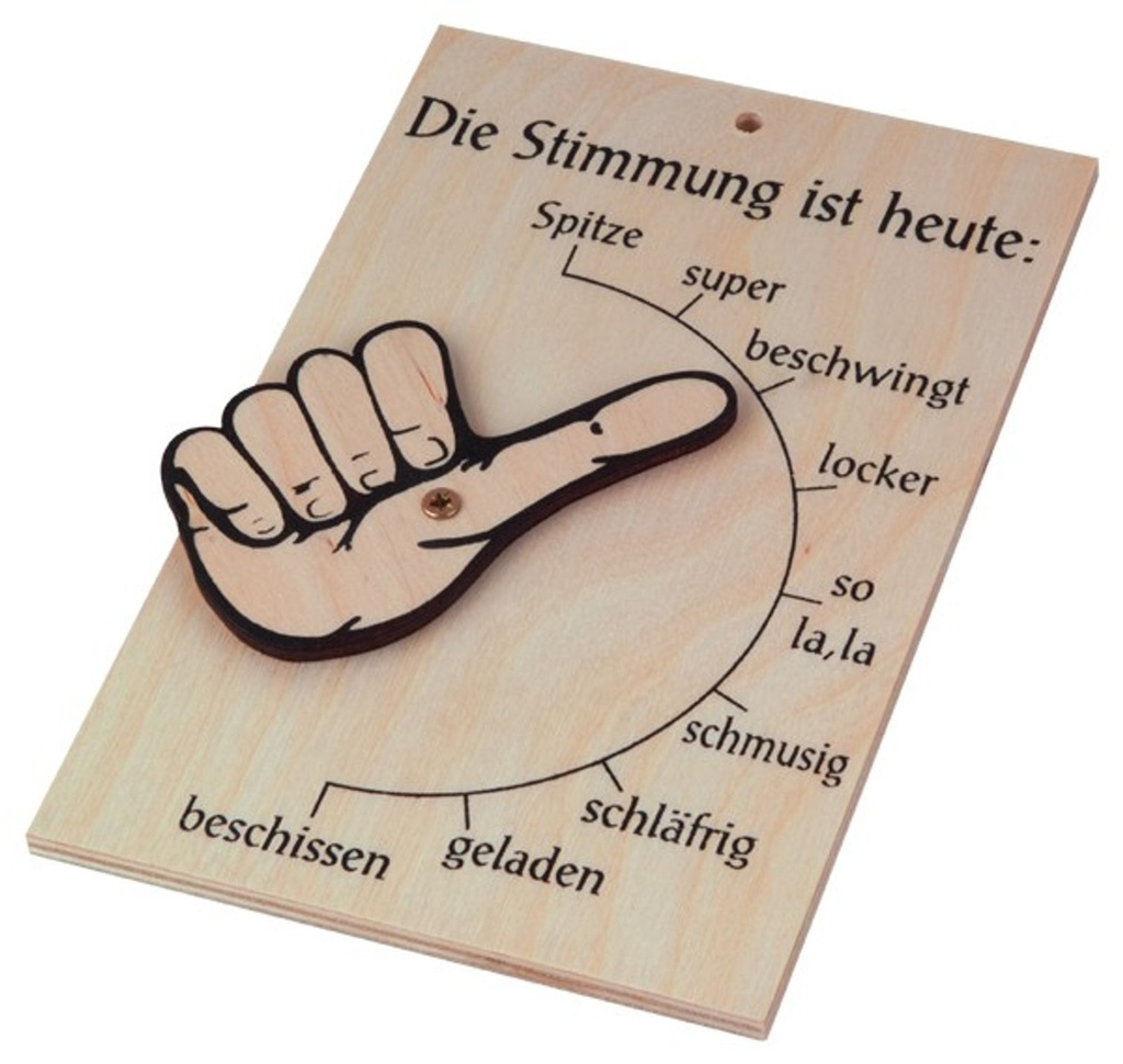 [1981] Stimmungsbarometer Türschild aus Holz mit drehbarem Daumen 17x11 cm