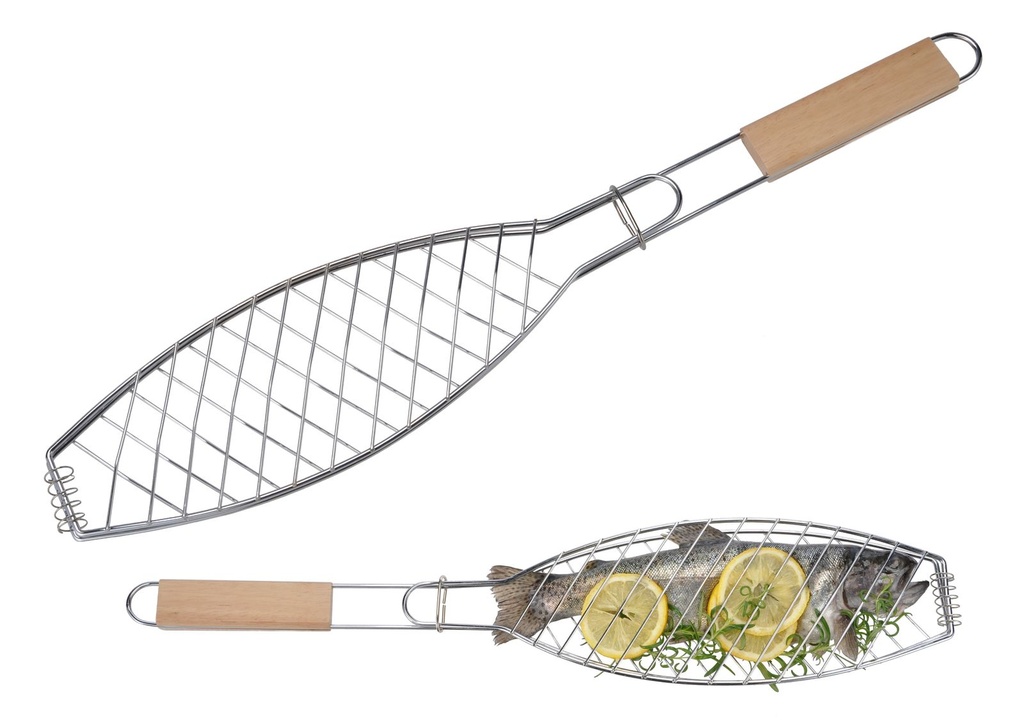 [2786] Fischbräter Fischgriller Fischklammer Fischzange Fisch-Grillzange