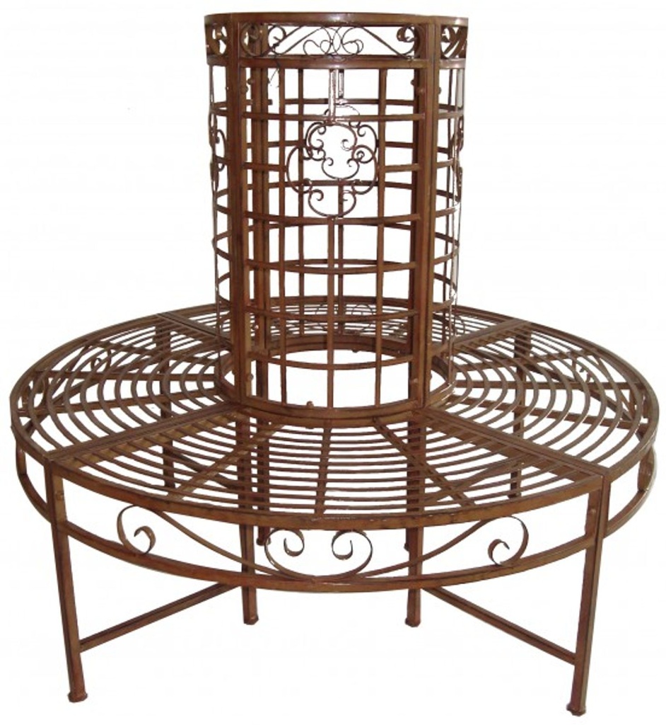 Baumbank 360° Gartenbank aus Metall in edler Rost-Bronze Optik