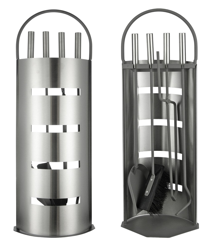 [3202] 5tlg. Kaminbesteck Kamingarnitur Edelstahl