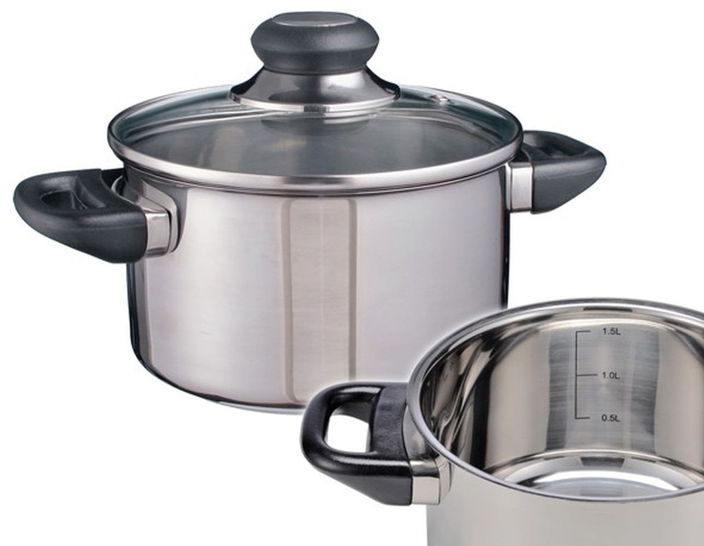 Fleischtopf 1,5 L Kochtopf Bratentopf Induktion Ø 16 cm aus Edelstahl