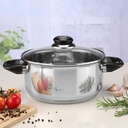 Edelstahl Bräter Kochtopf Bratentopf Topf Induktion mit Glasdeckel Ø 20 cm