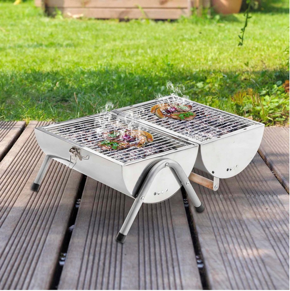 [3521] Edelstahl Picknick Grill Tischgrill Klappgrill