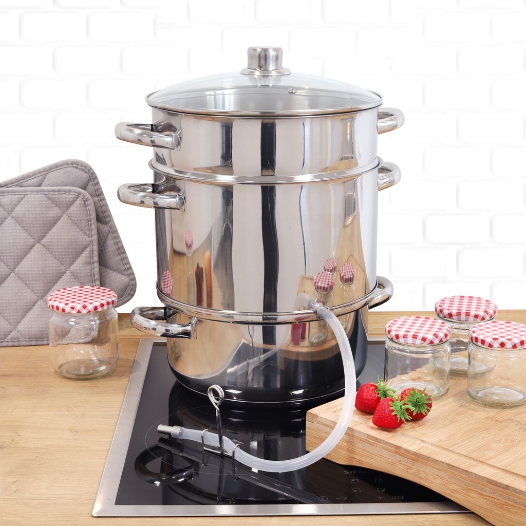 Edelstahl Entsafter Obstpresse mit Auffangbehälter für Gelee Marmelade Frucht