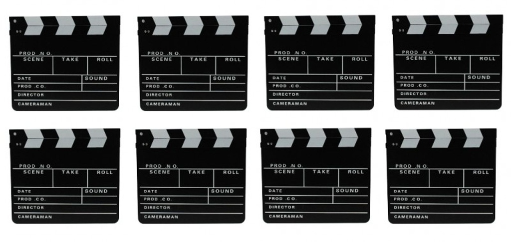 8x Filmklappe Regieklappe Regie Film Hollywood Klappe 30x26cm