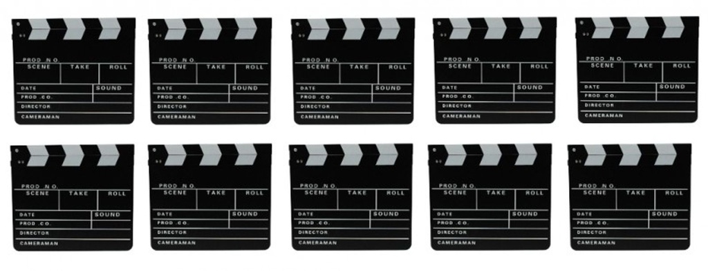 10x Filmklappe Regieklappe Regie Film Hollywood Klappe 30x26cm