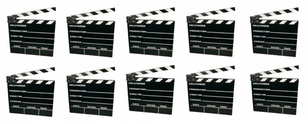 [3672] 10x Filmklappe Regieklappe Regie Film Hollywood Klappe Clapperboard 20x18cm