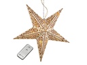 LED Holzstern 10 warmweiße LEDs Innen Fernbedienung Batteriebetrieb