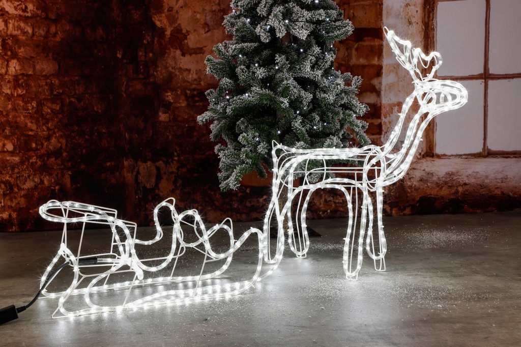 XXL Rentier mit Schlitten, beleuchtet, 432 LEDs