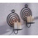 2er Wandkerzenhalter, Spirale Metall Schwarz