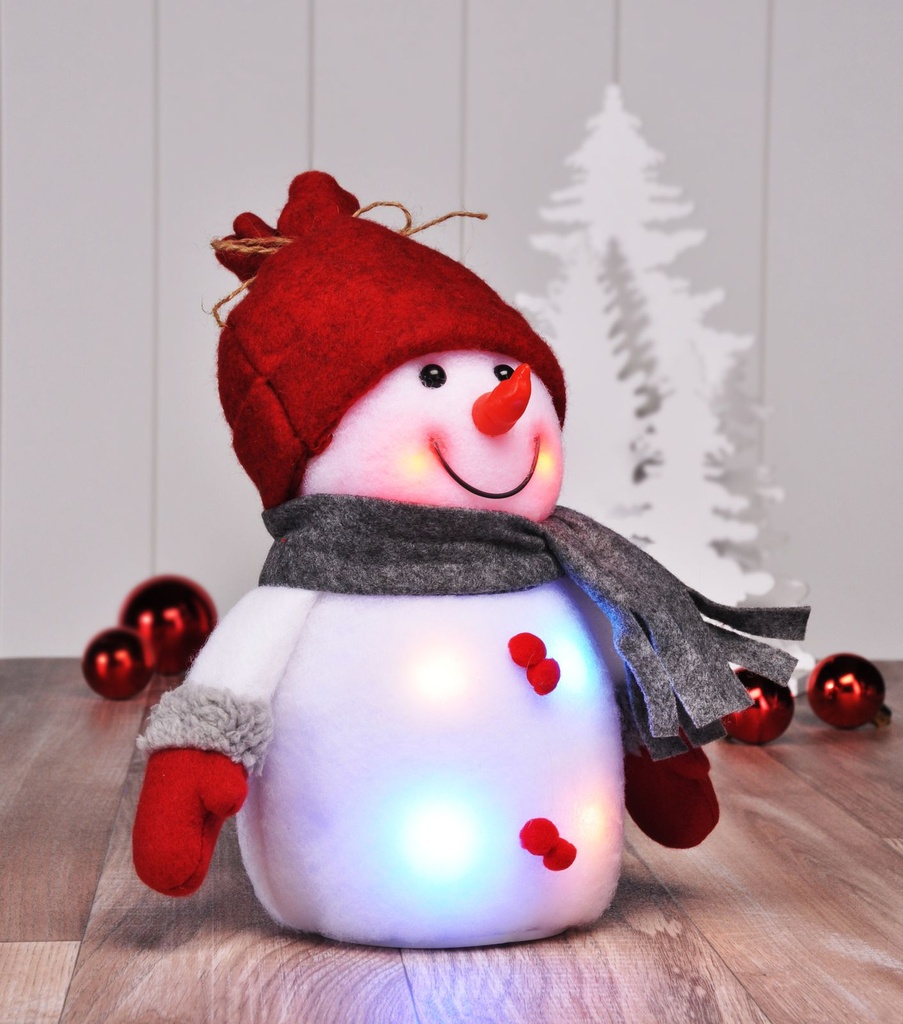Dekorativer Schneemann LED Figur bunt Innenbereich 24 cm