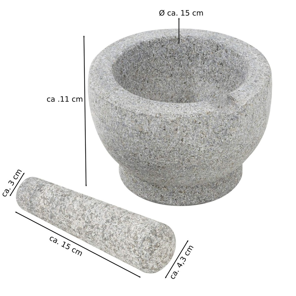 Mörser mit Stößel Reibe Zerkleinerer Gewürz Mühle aus Granit