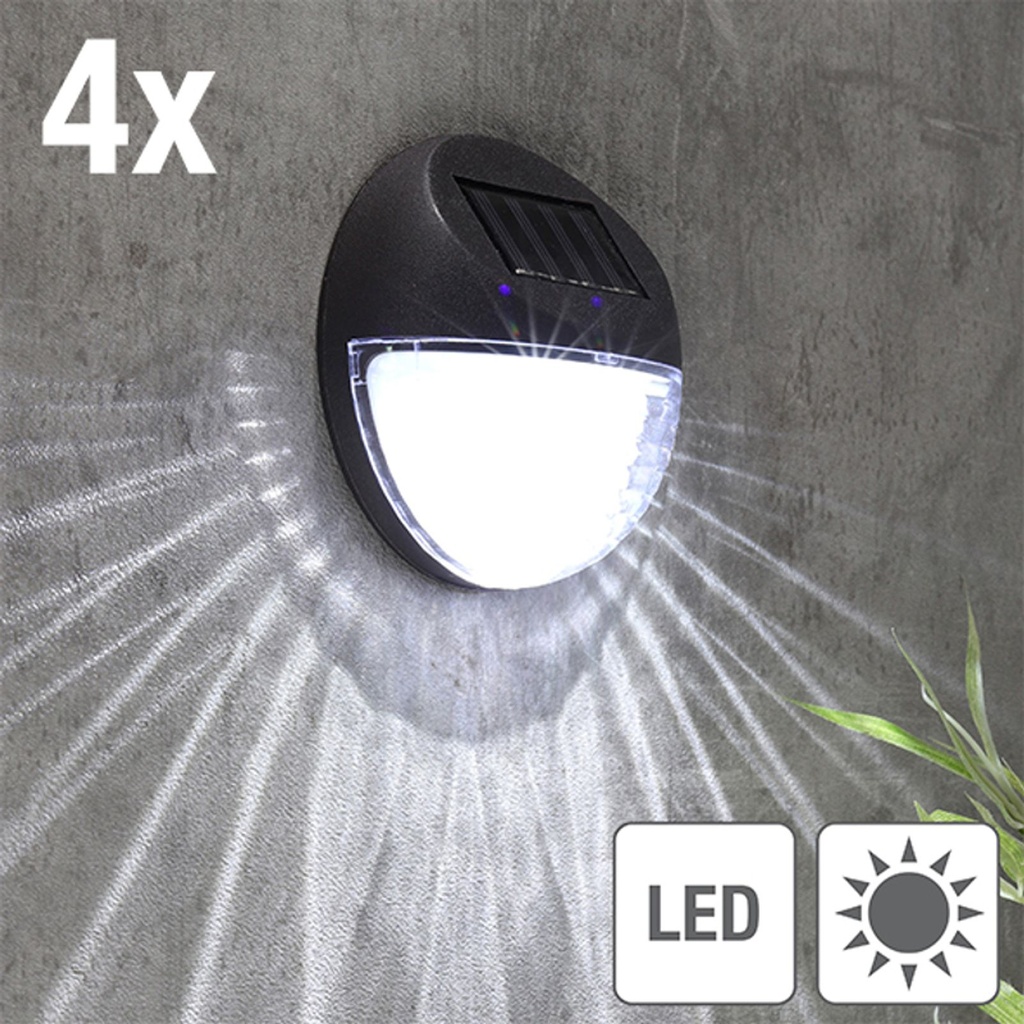4er LED Solarlampe Zaun Wandleuchte