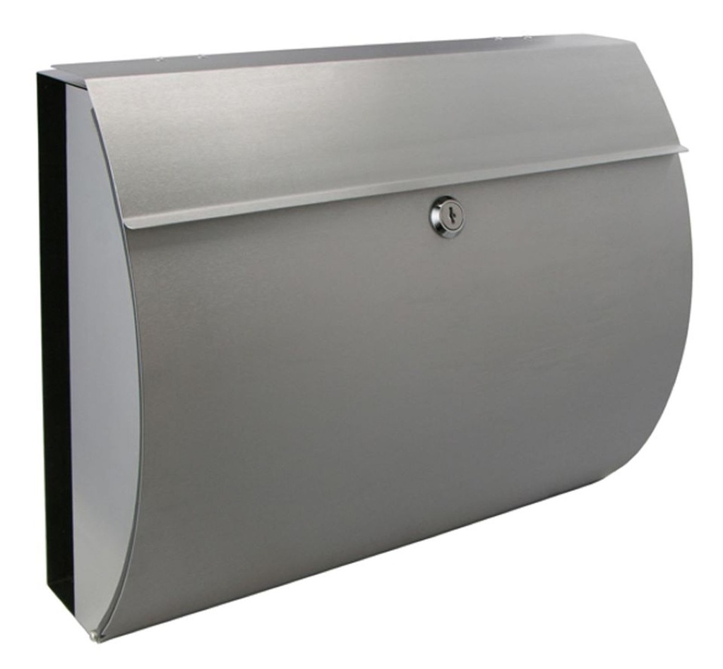 Edelstahl Briefkasten mit Zeitungsfach, 2 Schlüssel