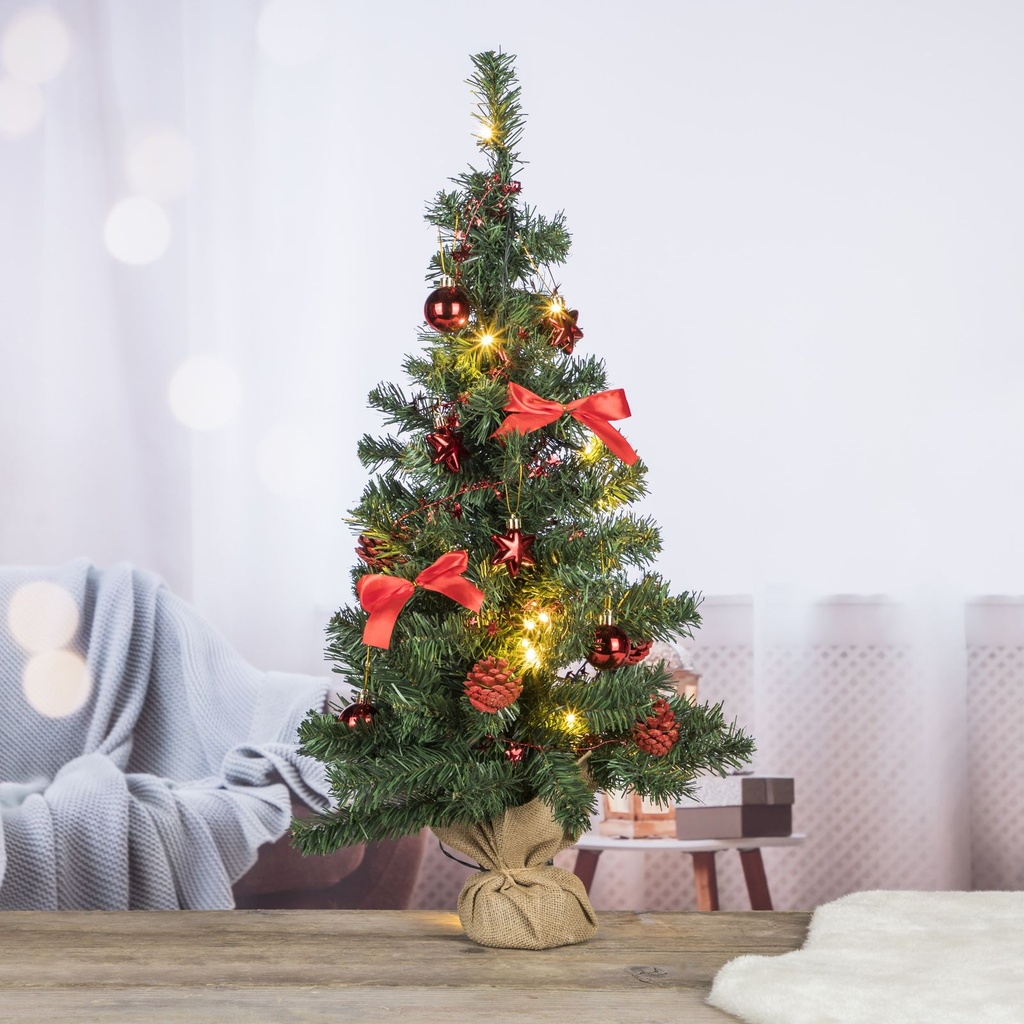20 LED Weihnachtsbaum Tannenbaum Christbaum Baum geschmückt rot 75 cm