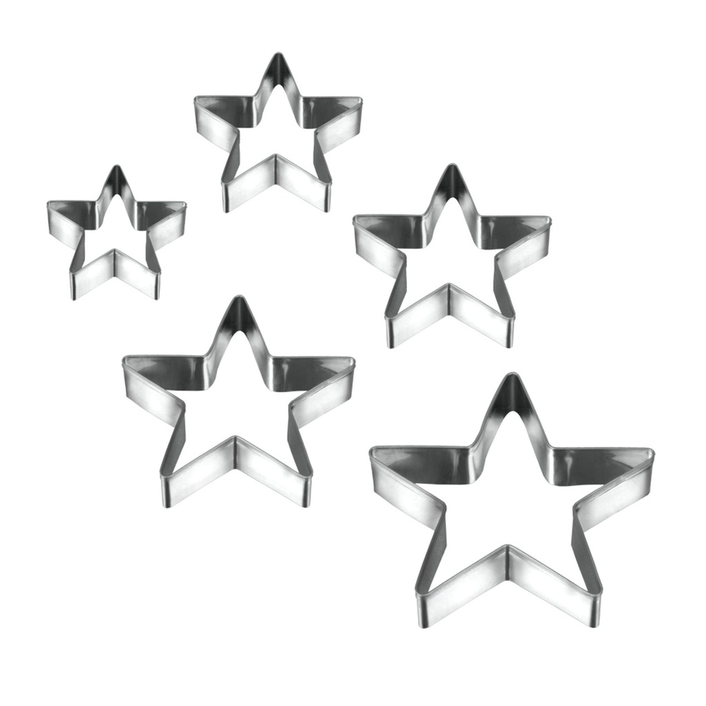 5x Edelstahl Ausstecher Sterne, Plätzchenform