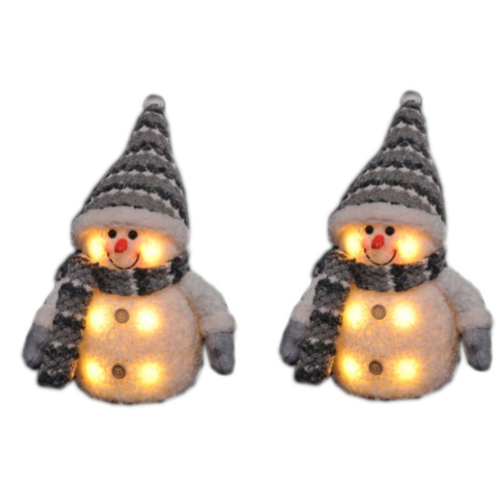 2er Set Dekofigur Schneemann LED Beleuchtung