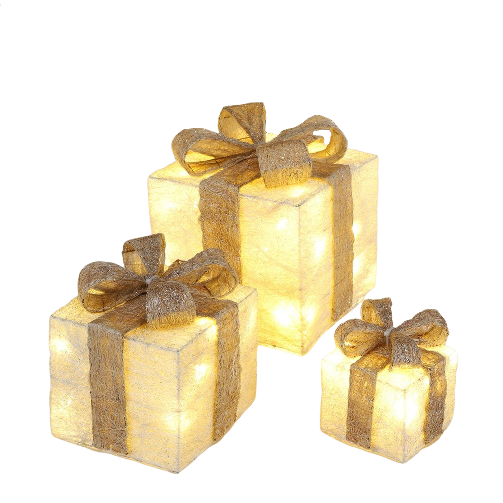 LED 3er Set beleuchtete Geschenkbox 6H Timer
