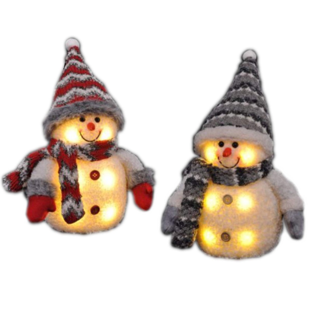 2er Set Dekofigur Schneemann LED Weihnachtsdeko