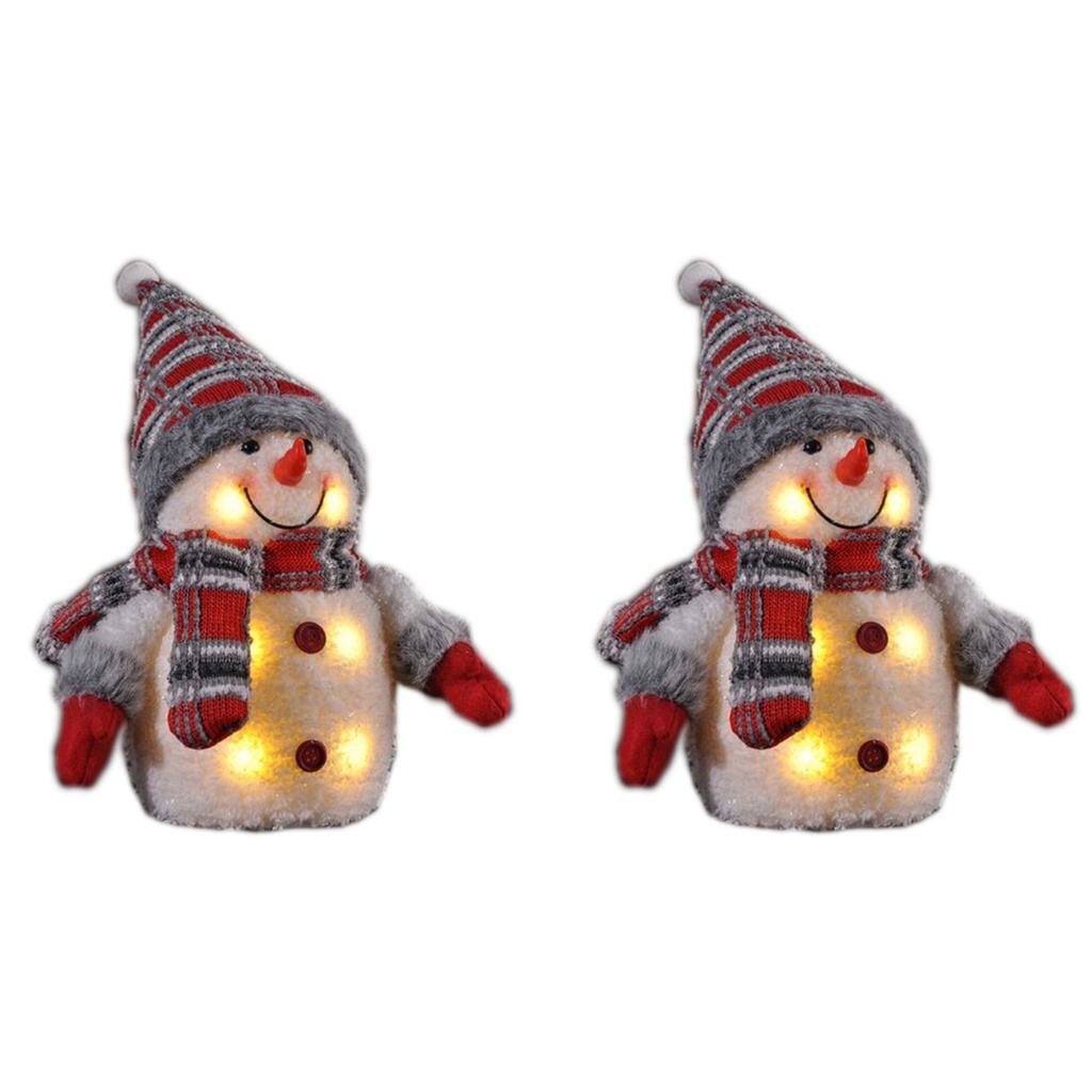 [13015] 2er Set Weihnachtsfiguren Deko LED Schneemann Beleuchteter Schneemann