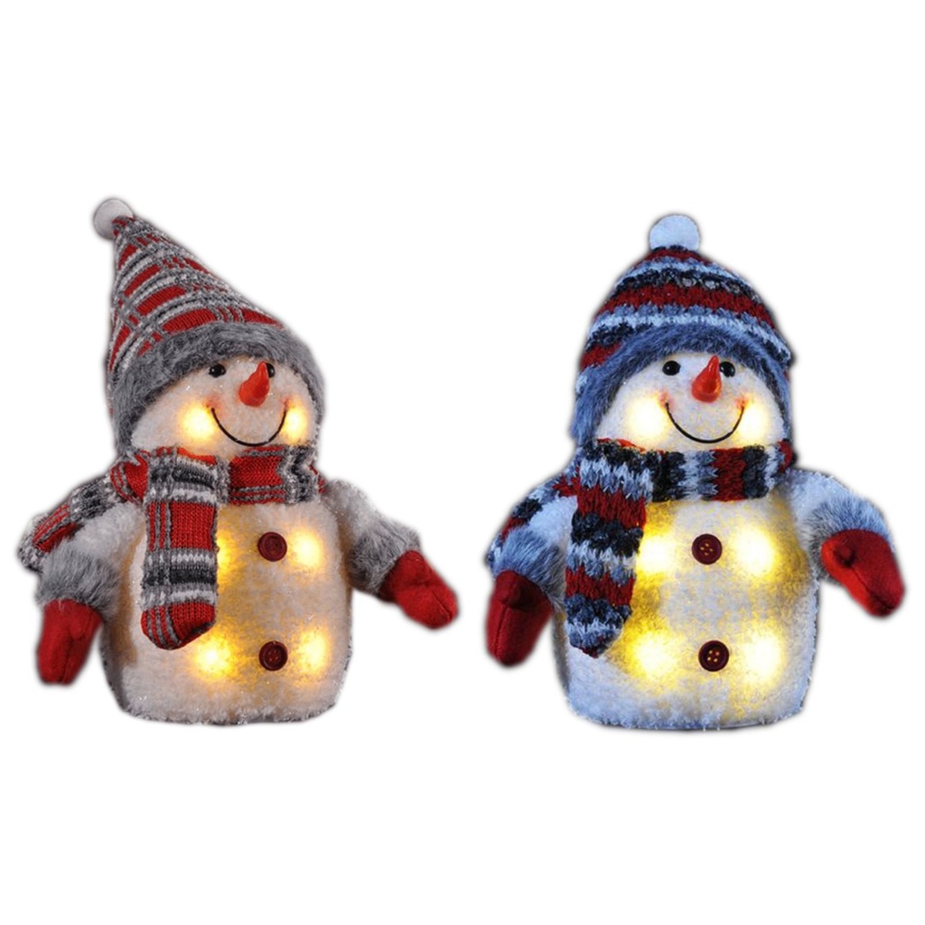 2er Set Schneemann Dekofigur LED Weihnachtsfiguren