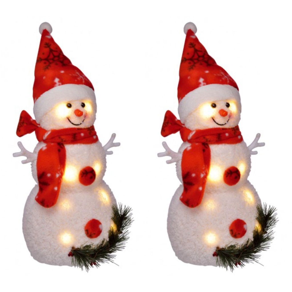 [13046] 2er LED Schneemann Beleuchtet Weihnachten