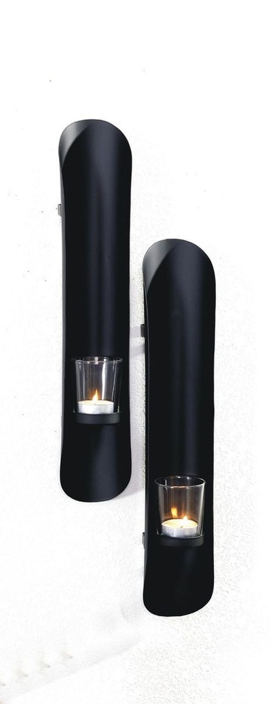 2er Set Wandkerzenhalter Kerzenhalter Schwarz Wanddekoration