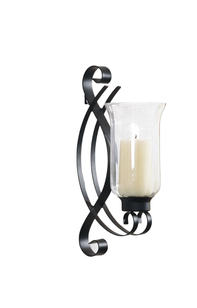 [13187] Wandkerzenhalter Kerzenständer Schwarz