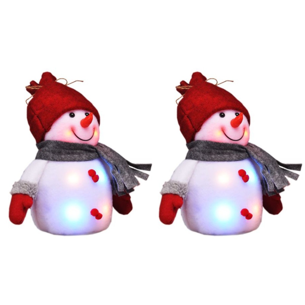 2er Set LED Deko Schneemann Figur Weihnachten