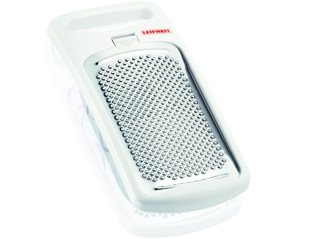 LEIFHEIT Edelstahl Kunststoff Muskatreibe Nussreibe Reibe Muskat fein