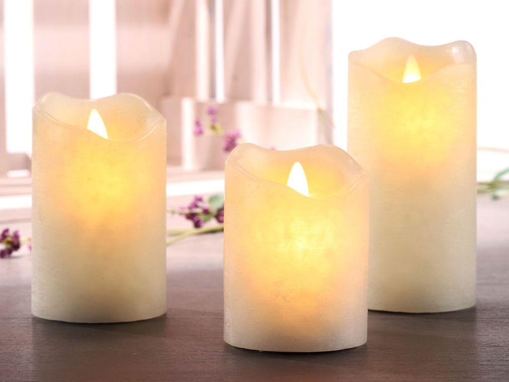 [15388] 3er Set Flammenlose LED Kerzen ohne echte Flamme mit Timerfunktion