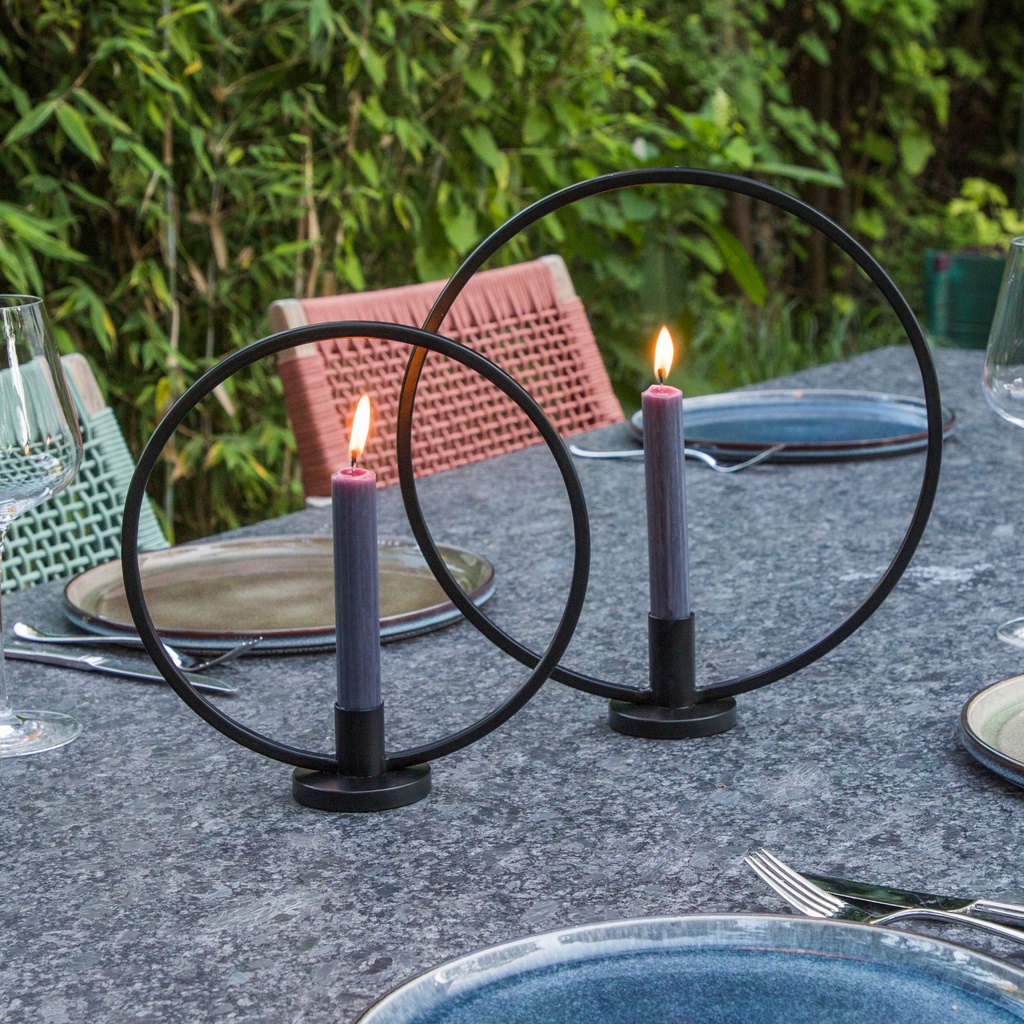 [15429] 2er Set Kerzenhalter Ring Kerzenständer Kerzenleuchter Stabkerzen