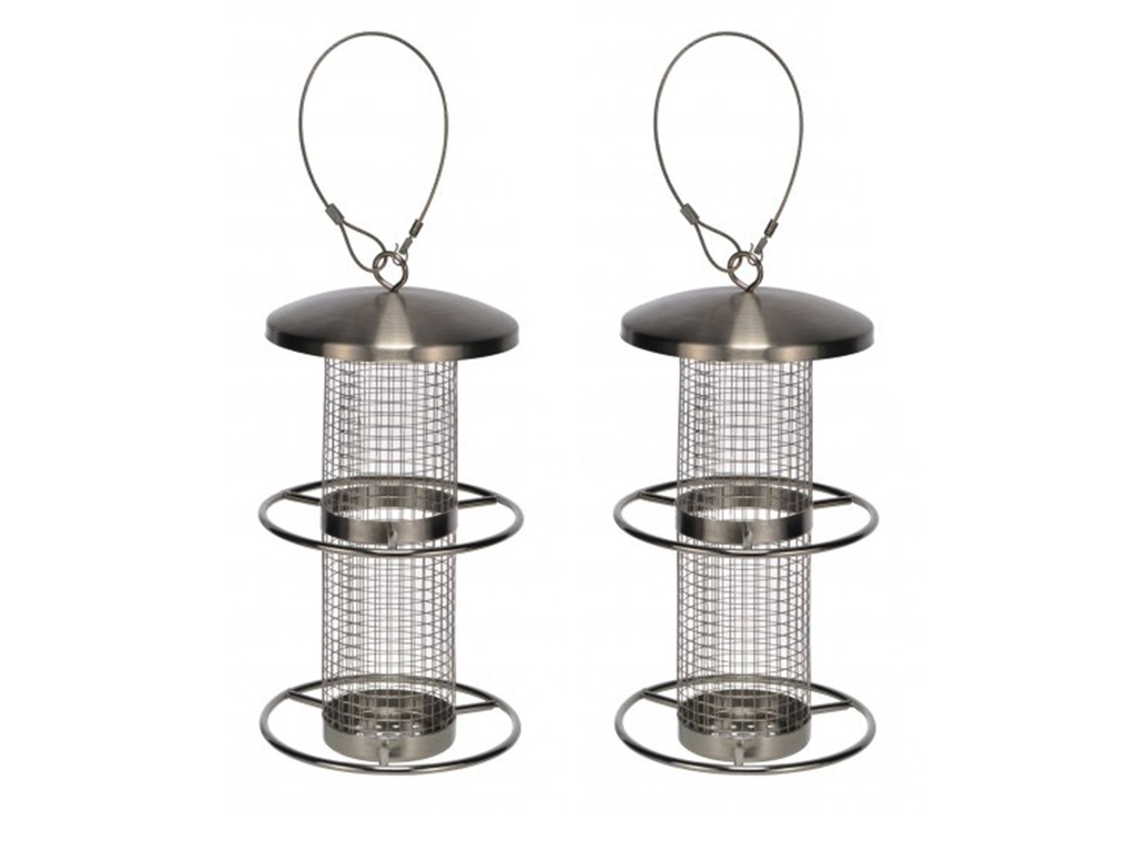 Edelstahl Vogelfutterstation Futterspender 2er Set