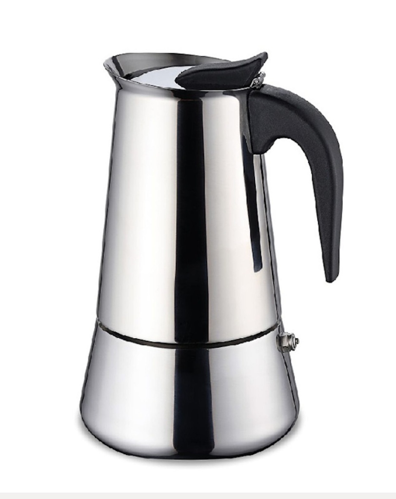 Edelstahl Espressokocher 2 Tassen Sicherheitsventil für alle Herdarten