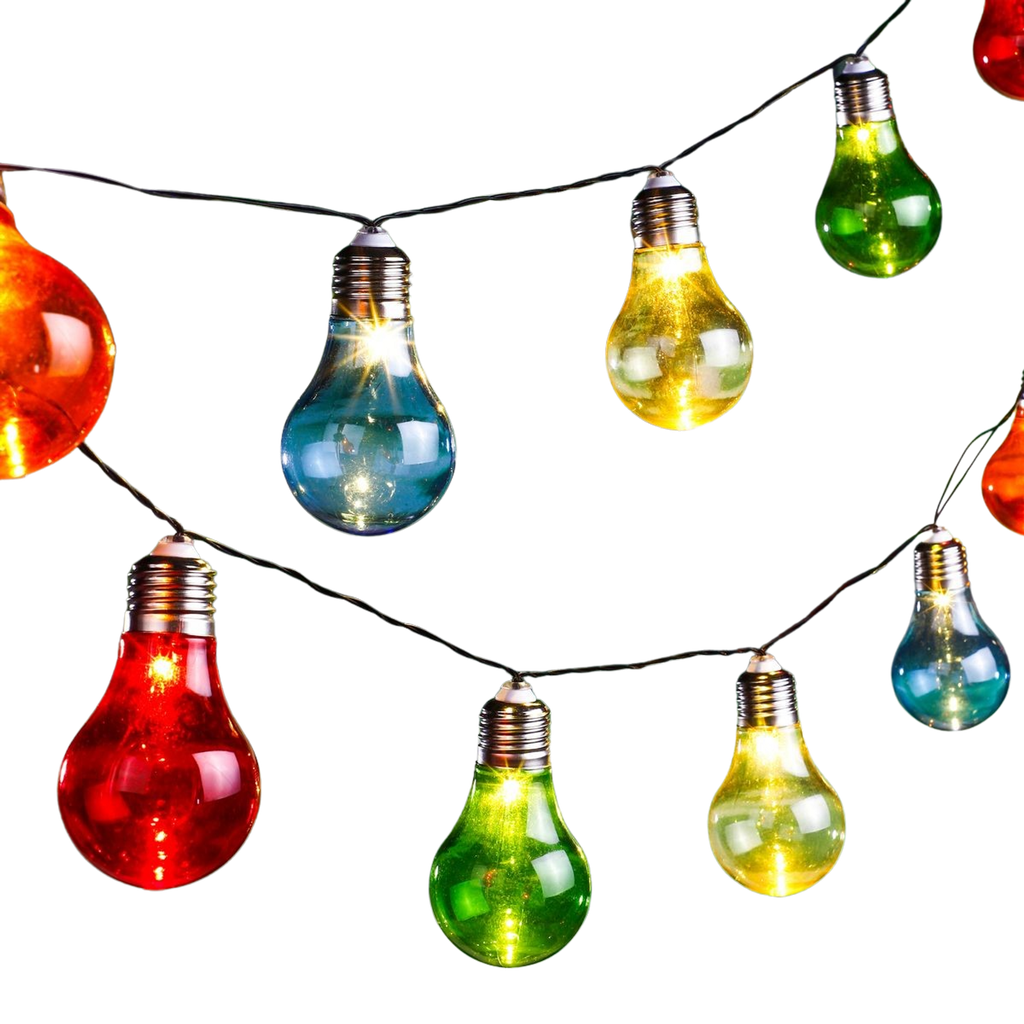 10 LED Solar Lichterkette für Außen mit bunten Glühbirnen mit 2 Funktionen