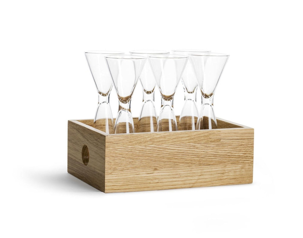 [15920] Schnapsglas Set mit Holzbox 7tlg.