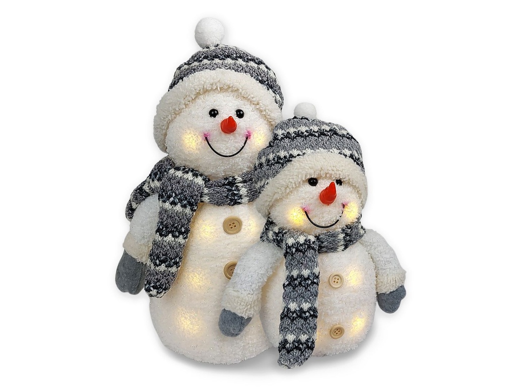 [16139] 2er Set LED Deko Schneemann Papa und Sohn Weihnachtsdekoration beleuchtete