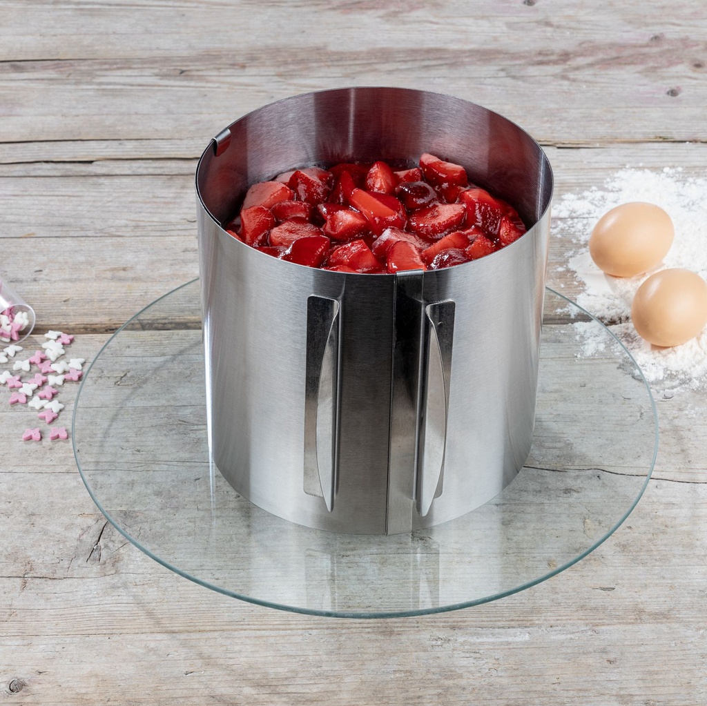 [16800] Edelstahl Tortenring Backring Backform Rund verstellbar 16-30 x 15cm