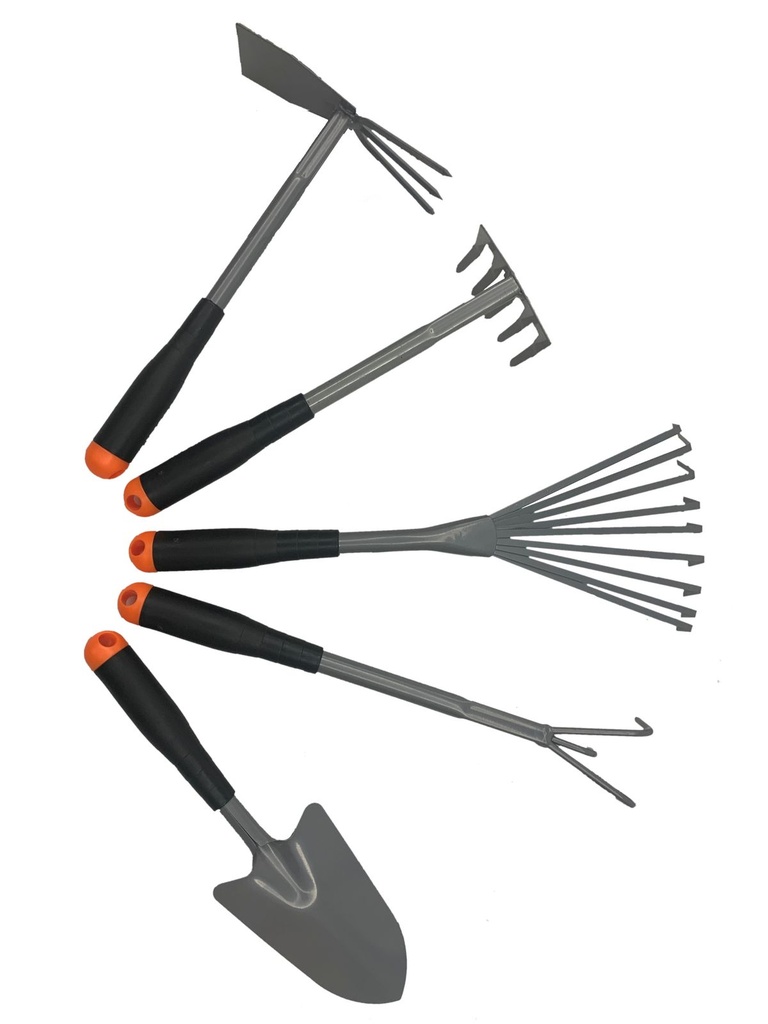 [17028] 5-tlg. Gartenwerkzeug Set Harke Hacke Kralle Stahl