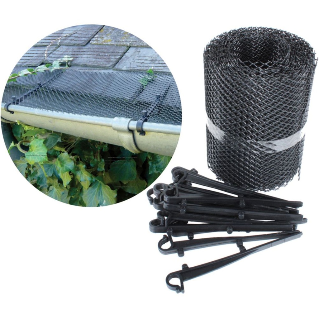 Dachrinnenschutz für RG 80 100 125 mit 16 Clips Kunststoff schwarz