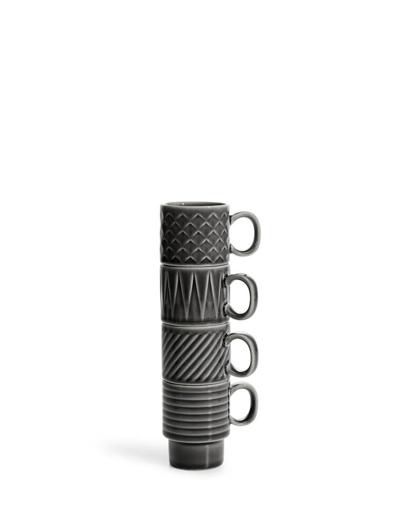 [17542] Elegantes Espresso-Tassen Set aus Steingut, 4er-Set, 10 cl