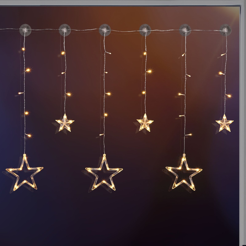 [17552] LED Batterie-Sternenvorhang mit 63 warmweißen LEDs