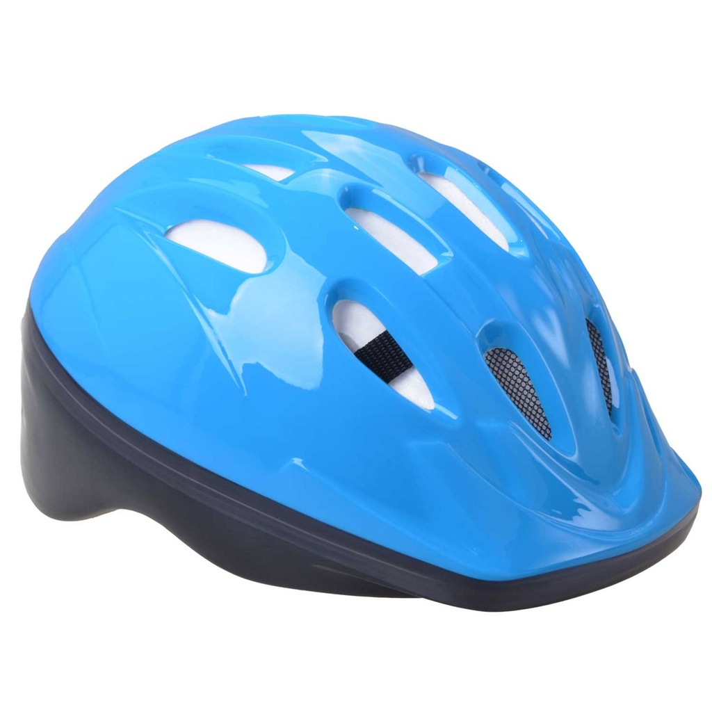 [17886] Kinder Fahrradhelm blau glänzend Lüftungsschlitzen Kopfumfang 52–56 cm