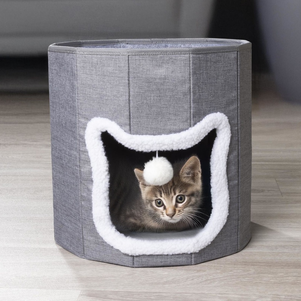 Gemütliches Katzenhaus mit gepolsterter Liegefläche