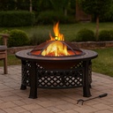 Feuerstelle rund 81cm mit Grillplatte, Gitterdeckel und Schürhaken