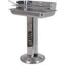 Edelstahl Säulengrill mit Windschutz und Aschebehälter eckig 74 cm