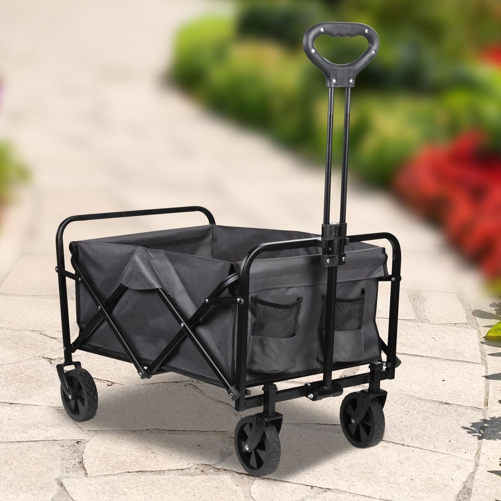 Faltbarer Bollerwagen mit Teleskopgriff, 80 kg Traglast, grau